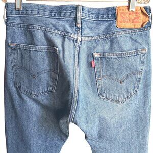 33x30 Men's Levis 501 Original Fit Blue Jeans Buttonfly Grunge Fade Punk Rock